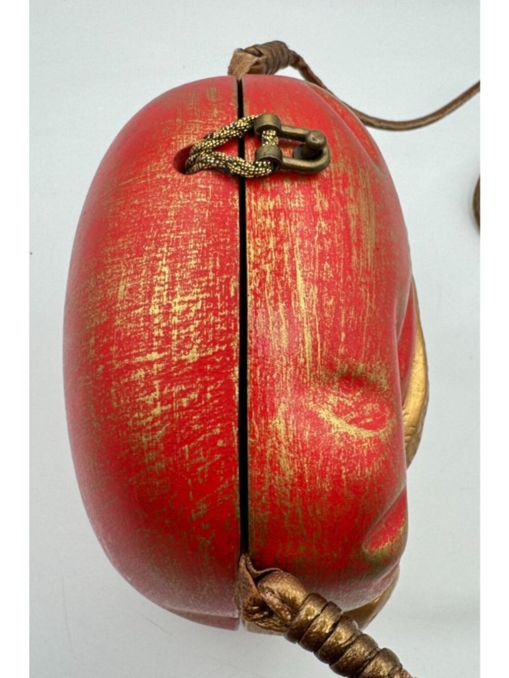 Hand-Carved Santa Claus Wooden Handbag By Timmy Woods Beverly Hills - Picture 7 of 13